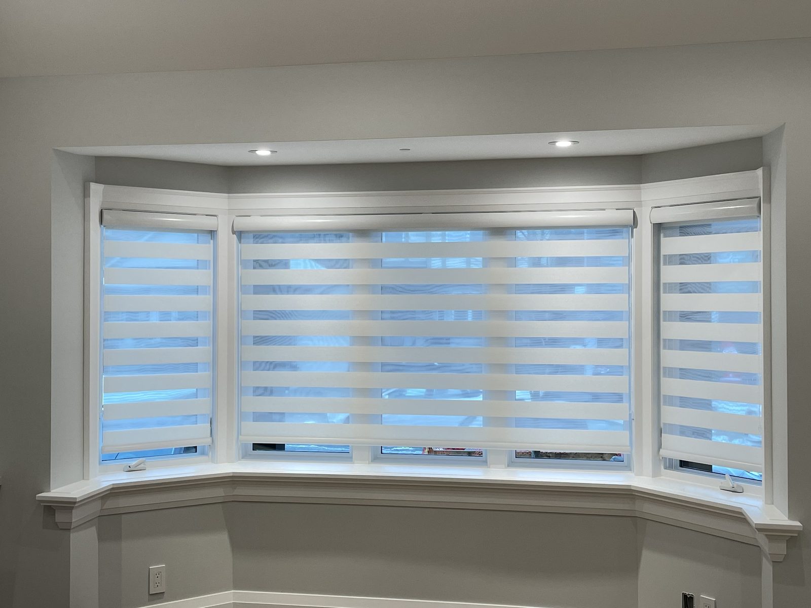 Bay window with zebra blinds