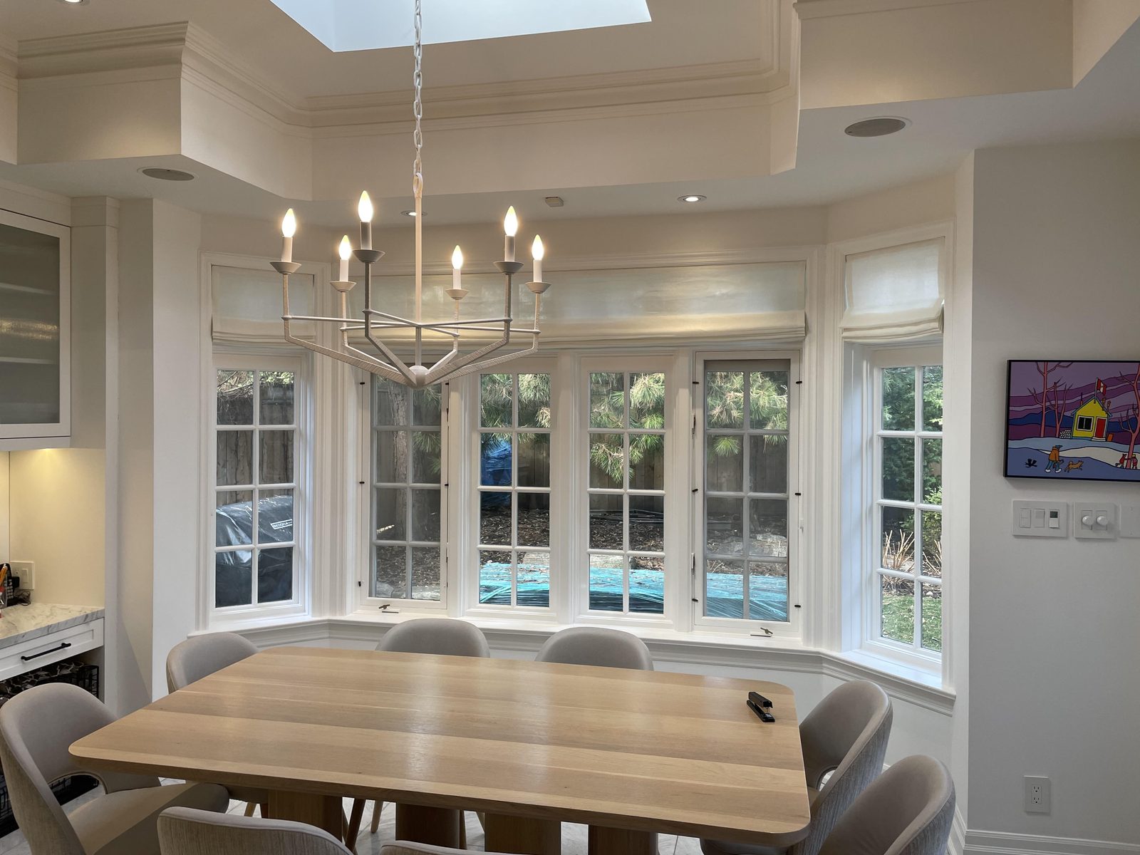Kitchen with roman shades